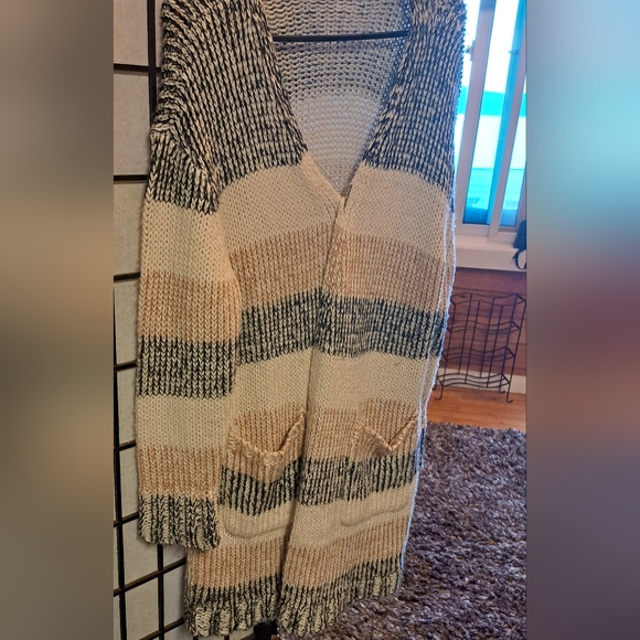 Tribal Jeans Striped Knit Cardigan with Pockets - Picture 7 of 12